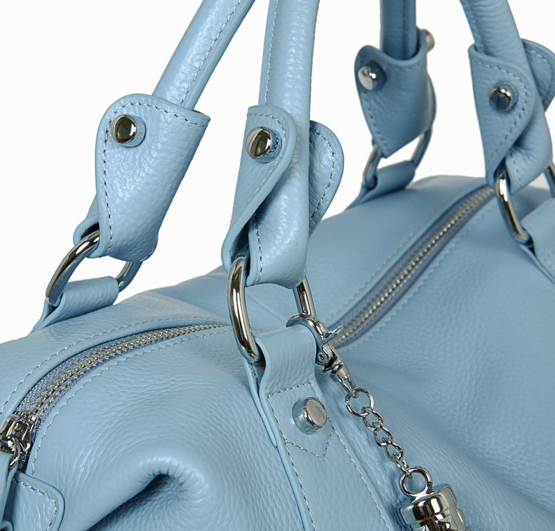 HESHE Womens Genuine Leather Handbags Purse Crossbody Satchel Tote Bags Ladies Real Leather Bags (Light Blue) - Image 4